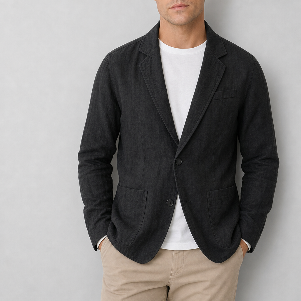 Eze Linen Casual Blazer in Black