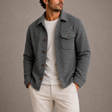 Figueres Houndstooth Shirt Jacket in Black