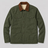 The Foreman Men's Fleece-Lined Canvas Field Jacket in Field Green, flat lay