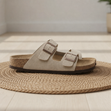 Gaeta Double Strap Buckle Sandals in Beige