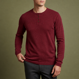 Gallipoli Waffle Knit Henley in Wine Red