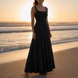 Hondarribia Floral Lace Maxi Gown in Black