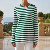 Ravello Striped Long Sleeve Top in Saphire Green