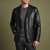 Tossa Leather Blazer Jacket in Black