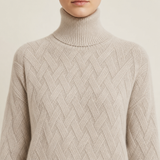 Milos Textured Turtleneck Sweater in Beige