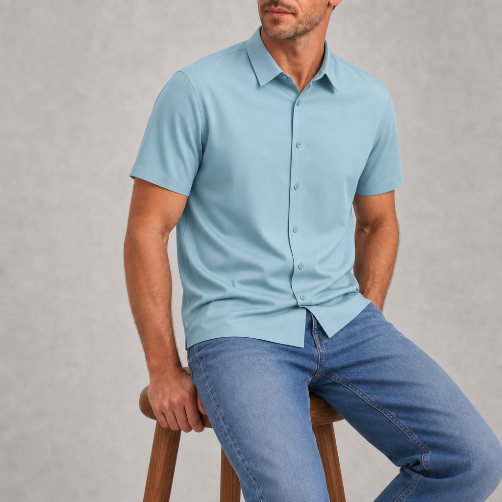 Hydra Silk Relaxed Fit Shirt in Sky