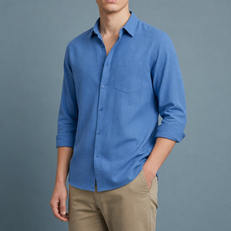 Ikaria Linen Blend Shirt in Blue