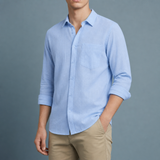 Ikaria Linen Blend Shirt in Sky Blue