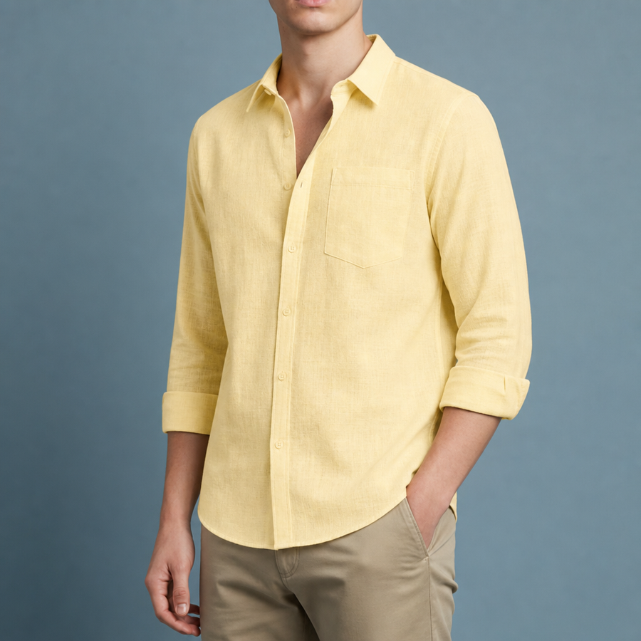 Ikaria Linen Blend Shirt in Yellow