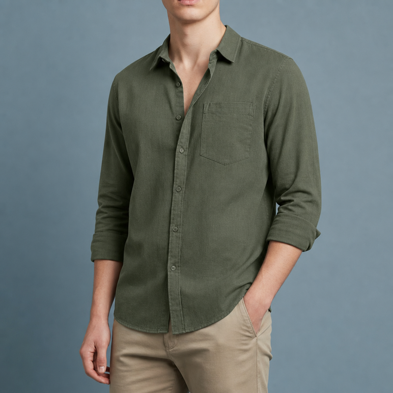 Ikaria Linen Blend Shirt in Olive