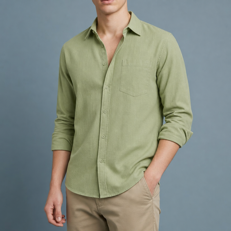Ikaria Linen Blend Shirt in Light Green