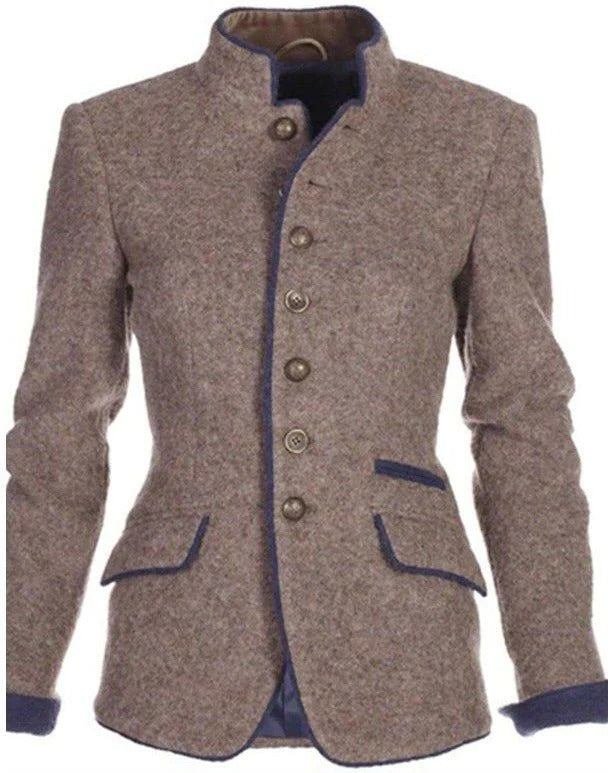 Llafranc Stand-Collar Two-Tone Blazer