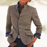 Llafranc Stand-Collar Two-Tone Blazer