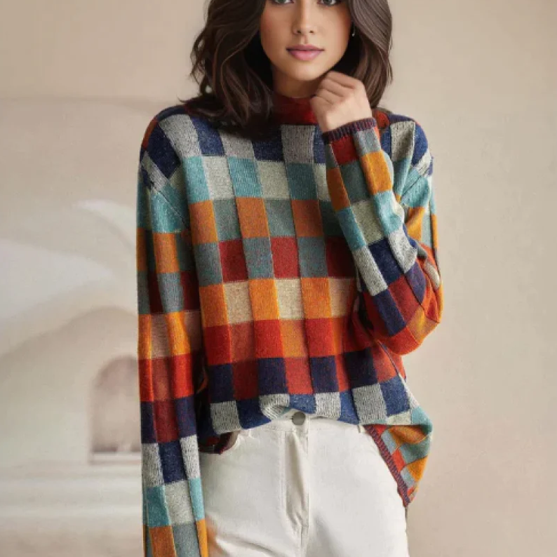 Gandia Patchwork Turtleneck Sweater