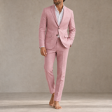 Ios Linen Slim Fit Suit in Pink