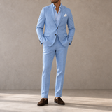 Ios Linen Slim Fit Suit in Sky Blue