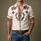 Ithaca Western Embroidered Shirt in White