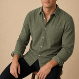 Kakopetria Casual Cotton Button-Up in Army Green