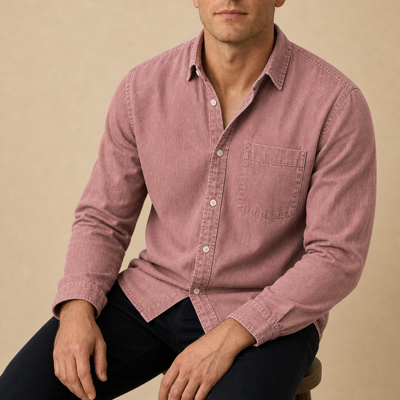 Kakopetria Casual Cotton Button-Up in Pink