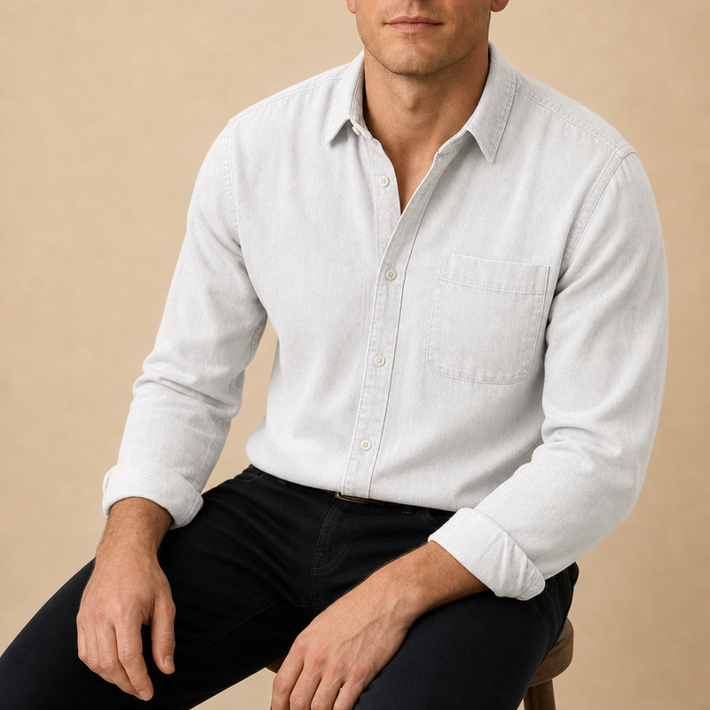 Kakopetria Casual Cotton Button-Up in White
