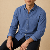 Kakopetria Casual Cotton Button-Up in Blue