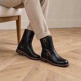 Kea Vintage Leather Engineer Boots in Obsidian Black