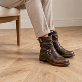 Kea Vintage Leather Engineer Boots in Retro Brown