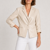 Lefkada Lambskin Leather Blazer in Off White