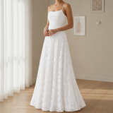 Leros Floral Lace Maxi Dress in White