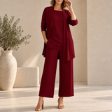 Lourmarin Wide Leg Three-Piece Set in Red