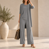Lourmarin Wide Leg Three-Piece Set in Gray