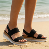 Malaga Orthopedic Espadrille Wedge Sandals in Black