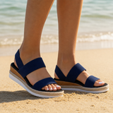 Malaga Orthopedic Espadrille Wedge Sandals in Blue