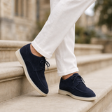 Mantova Suede Lace-Up Derbies in Navy
