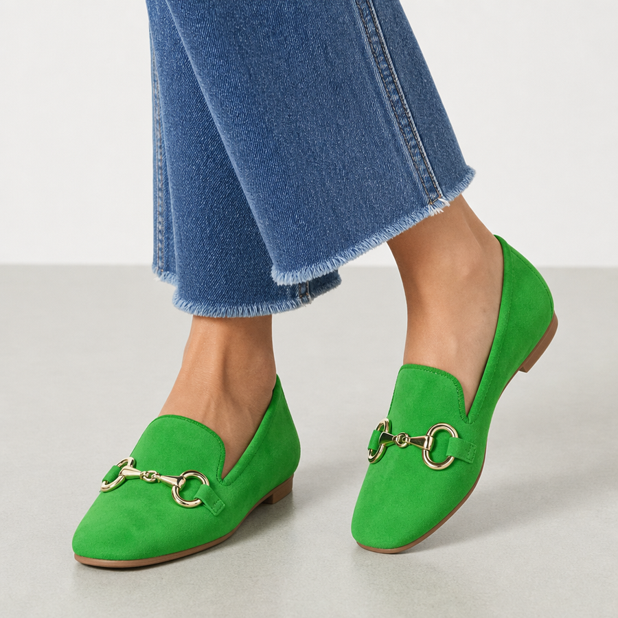 Meteora Suede Horsebit Loafers in Green