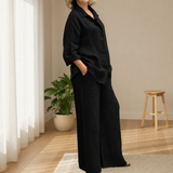 Modica Linen Two-Piece Set in Black
