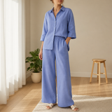 Modica Linen Two-Piece Set in Lake Blue