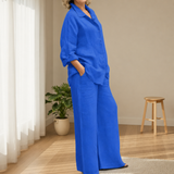 Modica Linen Two-Piece Set in Royal Blue