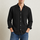 Monsanto Linen Cotton Casual Shirt in Black