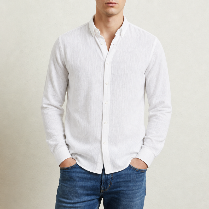 Monsanto Linen Cotton Casual Shirt in White