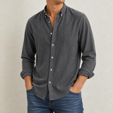 Monsanto Linen Cotton Casual Shirt in Dark Gray