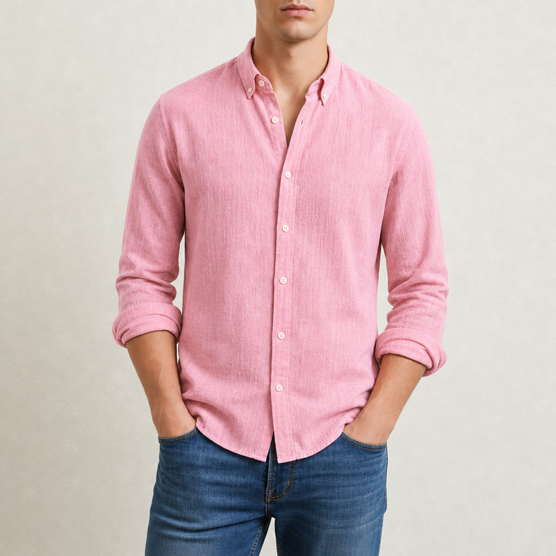 Monsanto Linen Cotton Casual Shirt in Pink