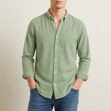Monsanto Linen Cotton Casual Shirt in Green