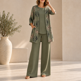 Montalcino Leaf Print 3-Piece Set in Green