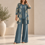 Montalcino Leaf Print 3-Piece Set in Vintage Teal