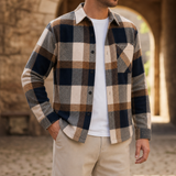 Narbonne Plaid Flannel Overshirt in Brown