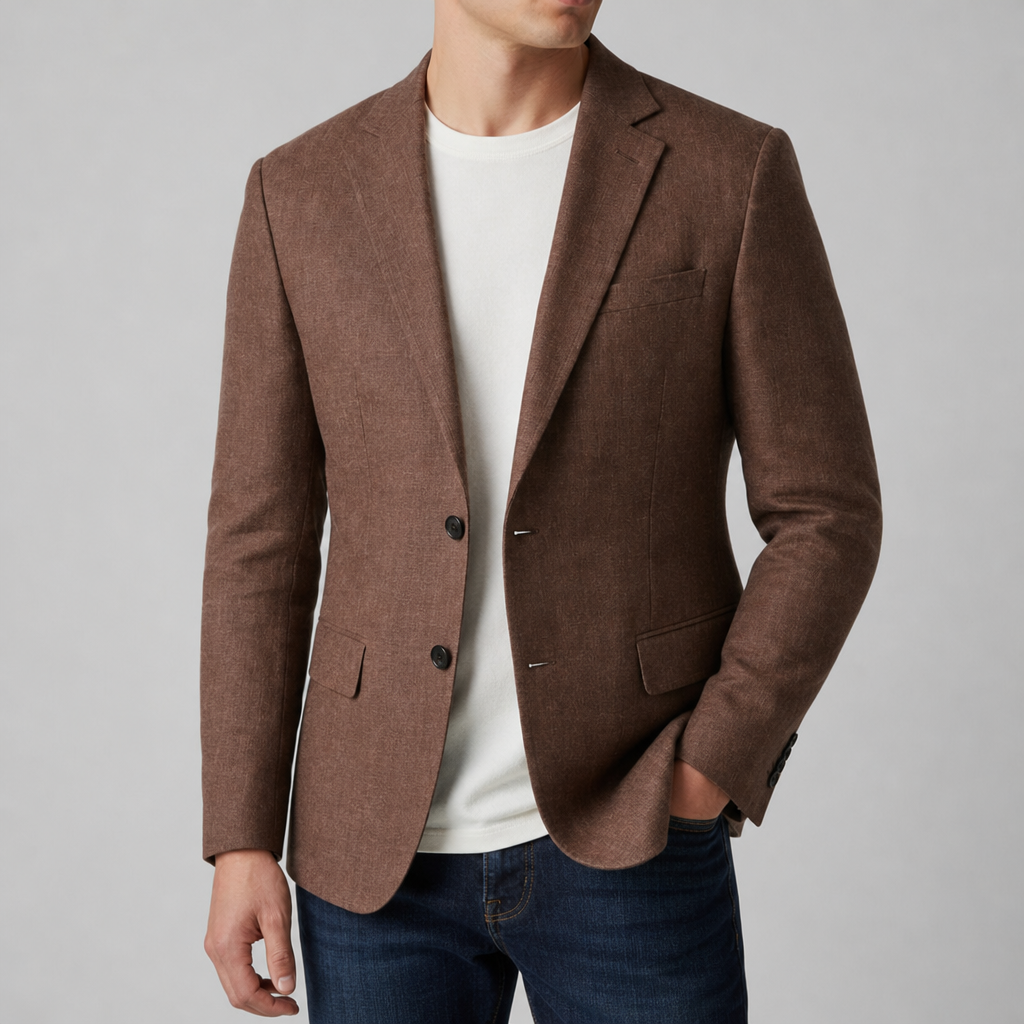 Naxos Linen Tailored Blazer in Brown