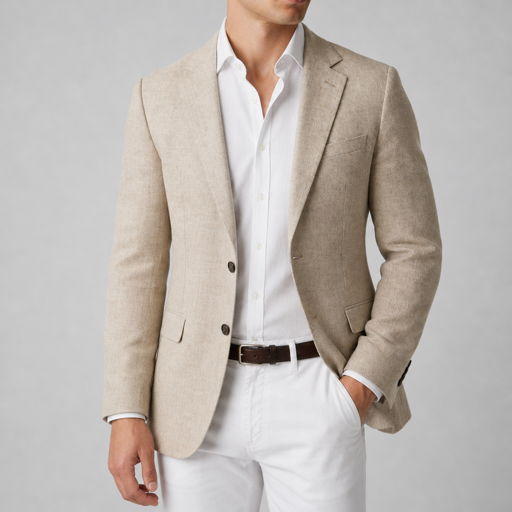 Naxos Linen Tailored Blazer in Beige