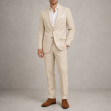 Nazare Classic Linen Suit Set in Beige