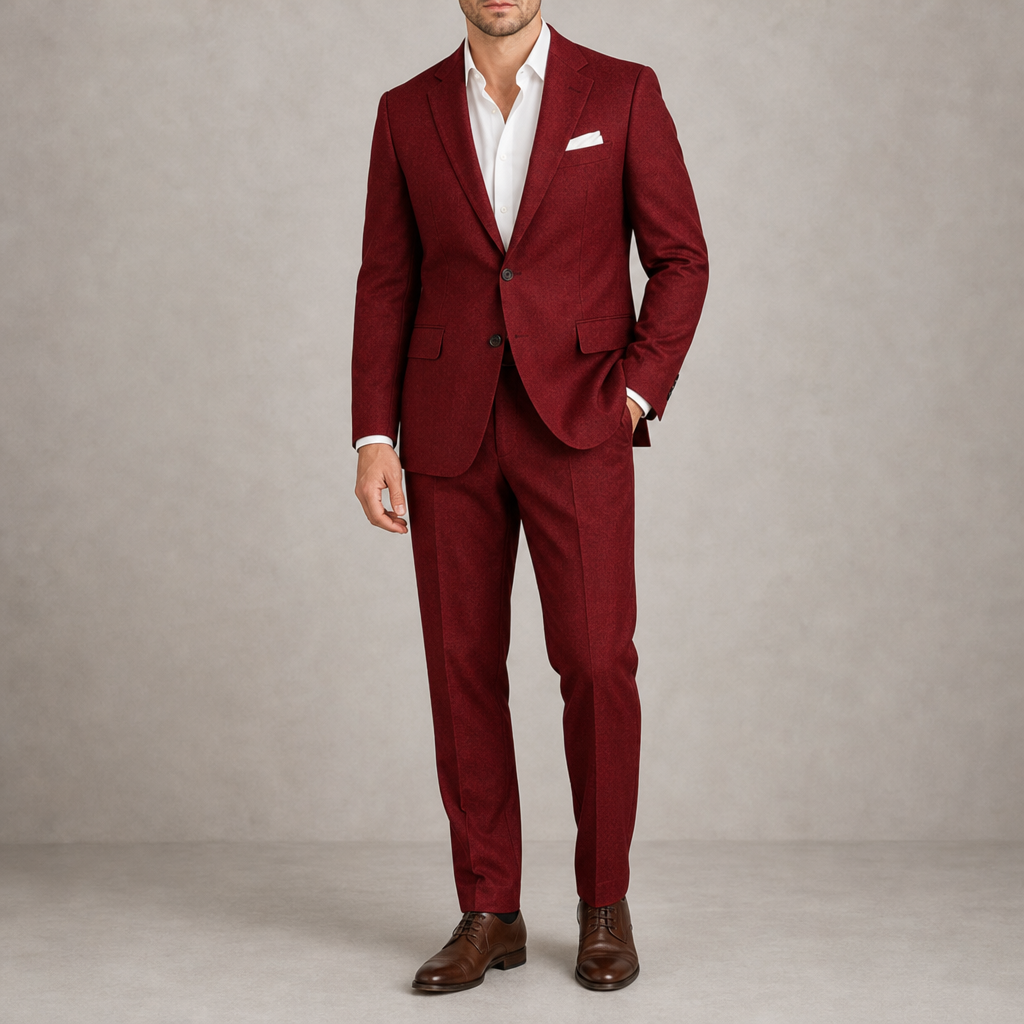 Nazare Classic Linen Suit Set in Red